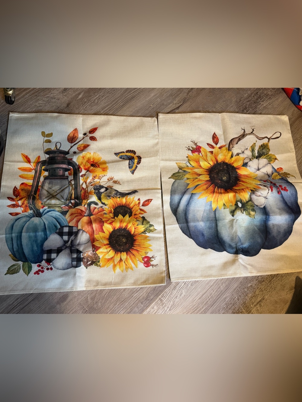 Autumn Sunflower & Blue Pumpkin Decorative Placemats - Set of 6
